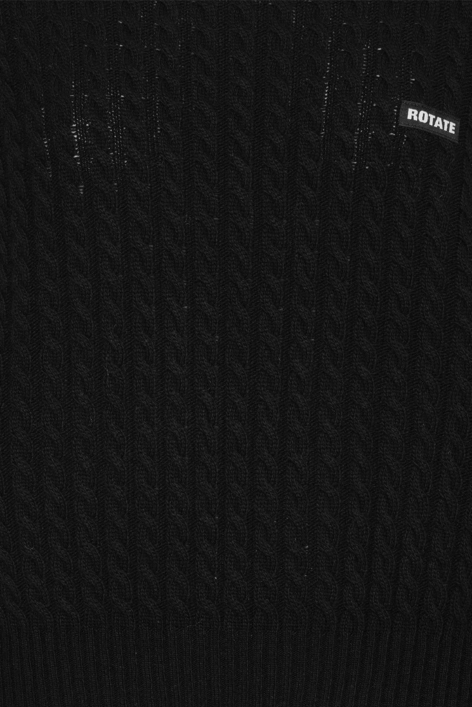 Cable Crewneck Sweater - Black - ROTATE