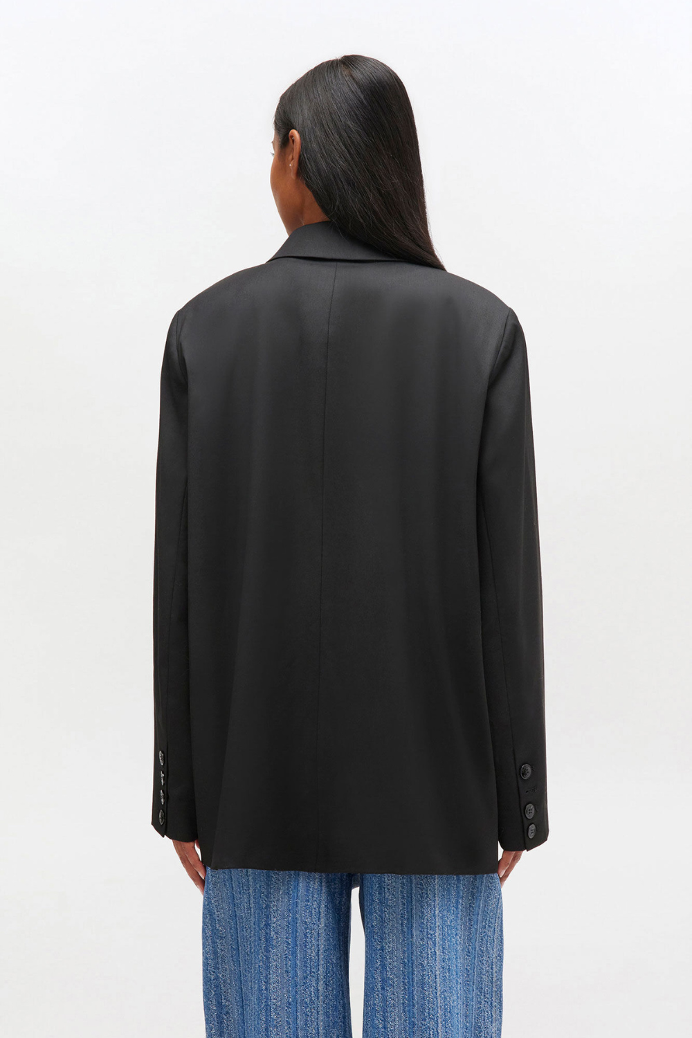 Calendered Wool Blazer W0797 - Black - GANNI