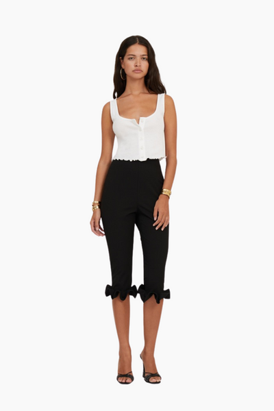 Capri Ruffle Pants - Black - ROTATE-1