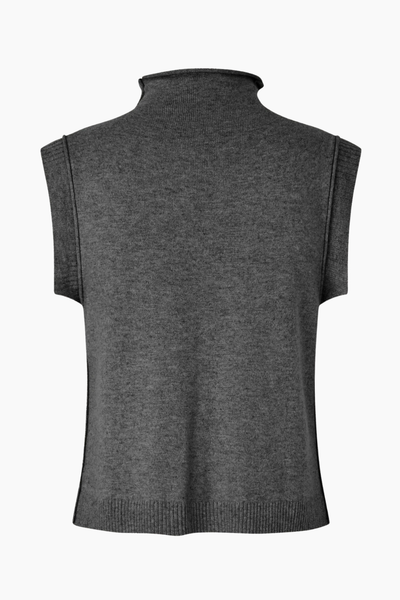 Carla High Neck Top - Dark Gull - Oval Square