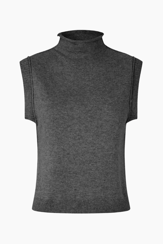 Carla High Neck Top - Dark Gull - Oval Square
