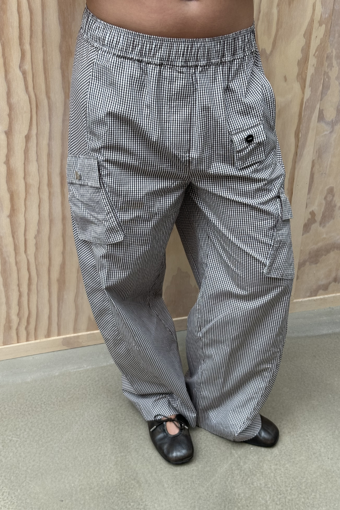 Check Cotton Cargo Pants A1080143 - Chicory Coffee - GANNI