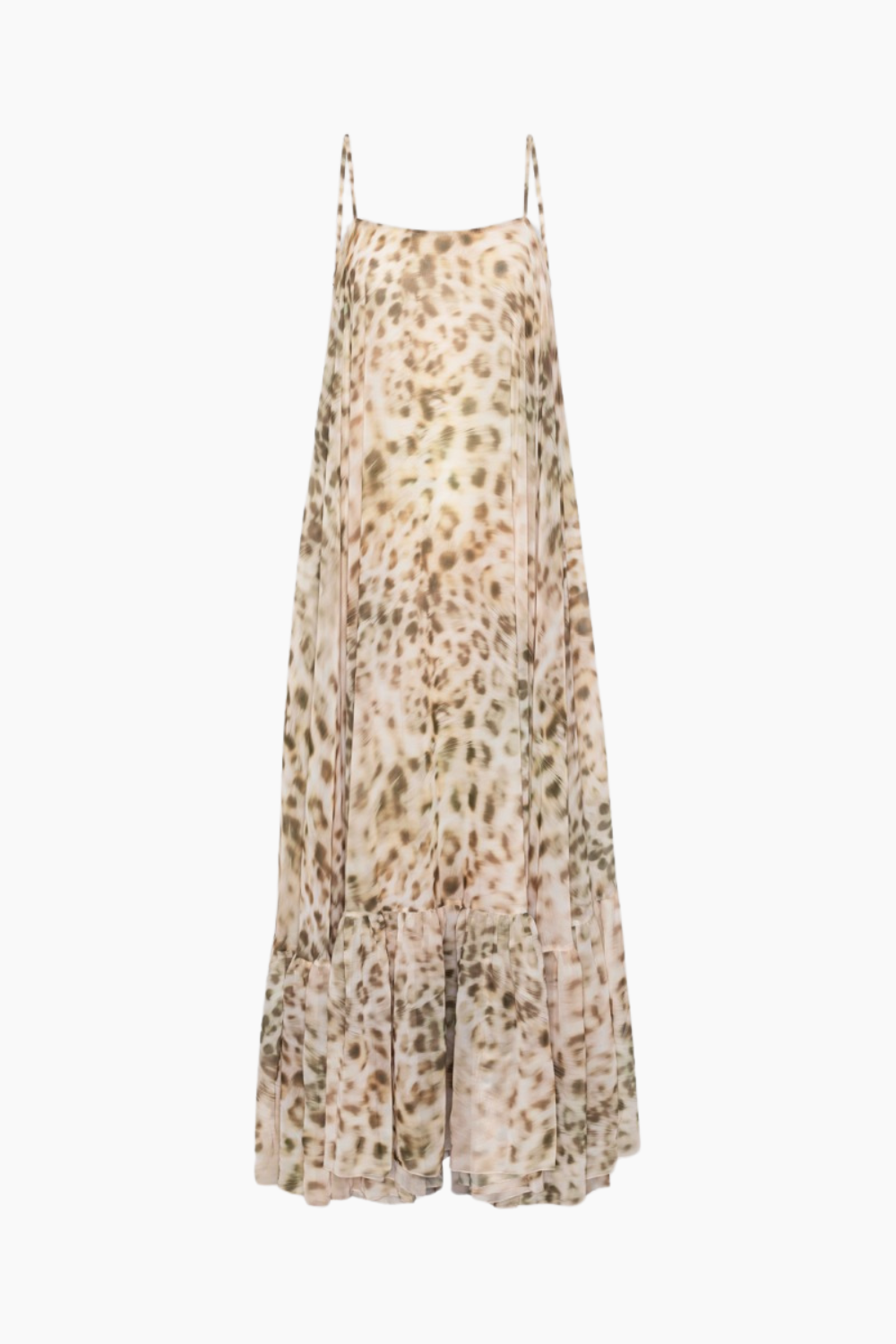 Chiffon Maxi Wide Dress - Blurry Snow Leopard + Tarmac Comb. - ROTATE