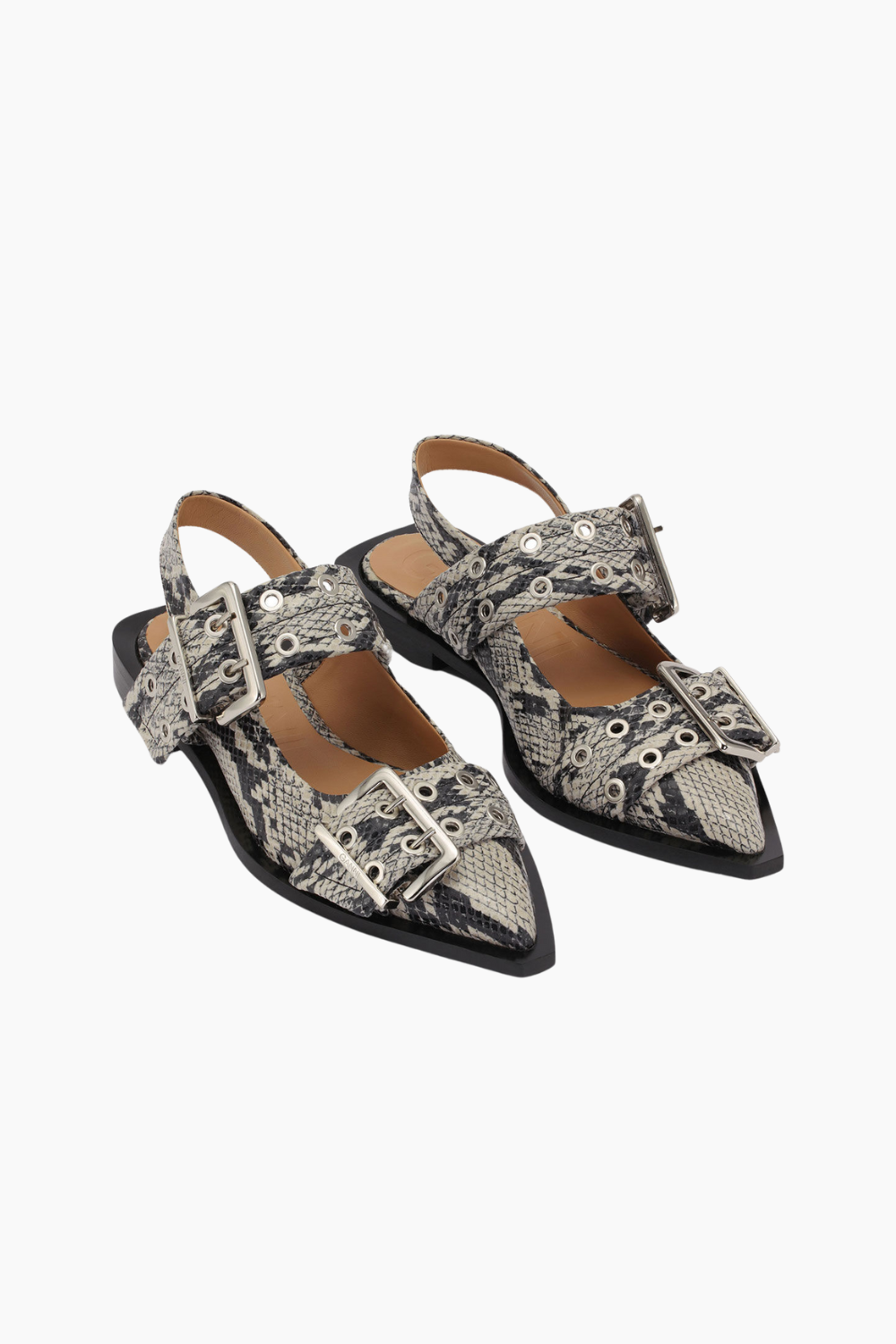 Chunky Buckle Ballerina Snake S2228/S2898 - Sand - GANNI