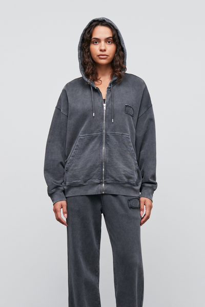 Compact Cotton Alpa Zip Hoodie - Asphalt - Mads Nørgaard