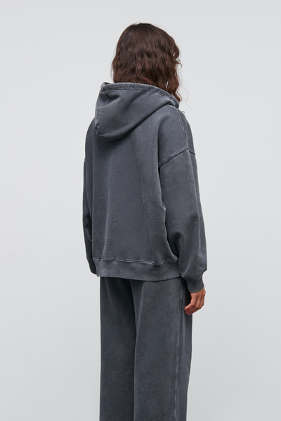 Compact Cotton Alpa Zip Hoodie - Asphalt - Mads Nørgaard