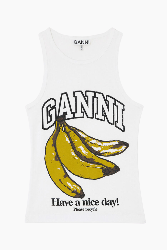 Compact Rib Tank Top A1040427 - Bright White - GANNI