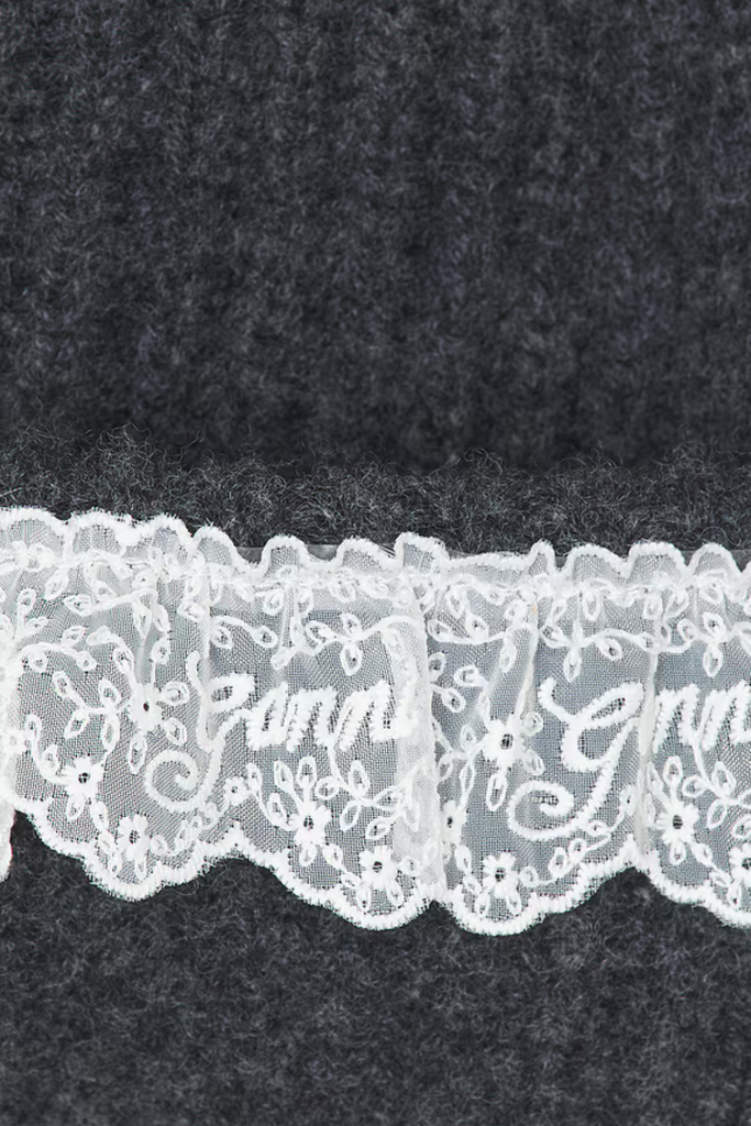 Compact Wool Lace Beanie - Phantom - GANNI
