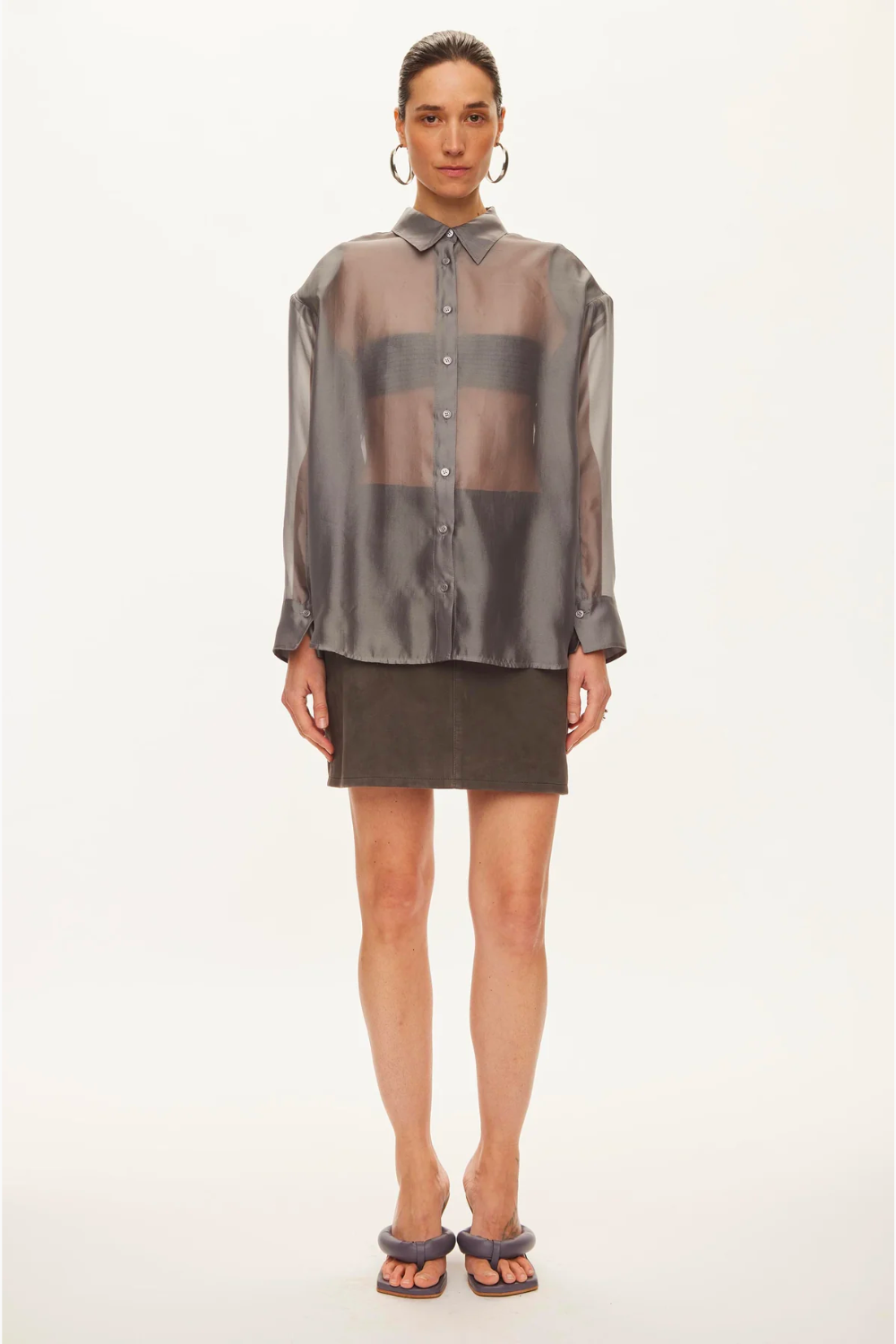 Cosmo Sheer Shirt - Dark Gull Grey - Oval Square