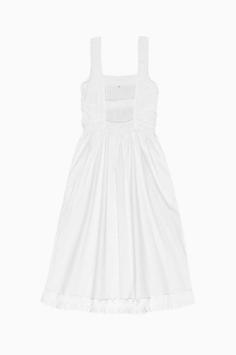 Cotton Poplin Midi Strap Smock Dress F9438 - Bright White - GANNI
