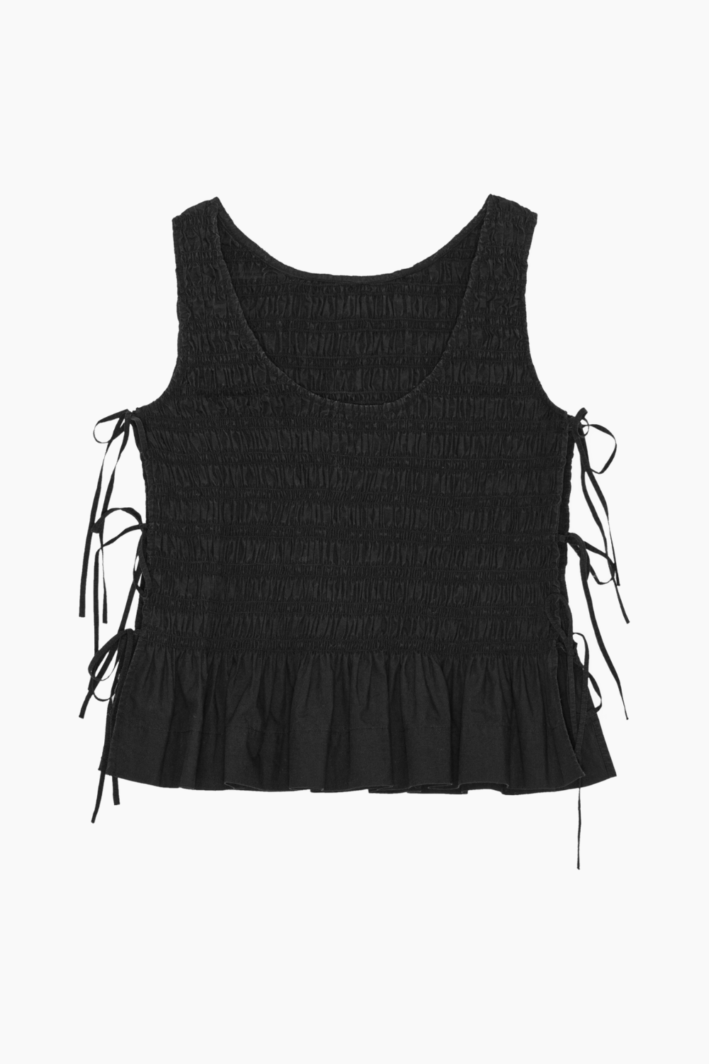 Cotton Poplin Smock Tie String W0565 - Black - GANNI