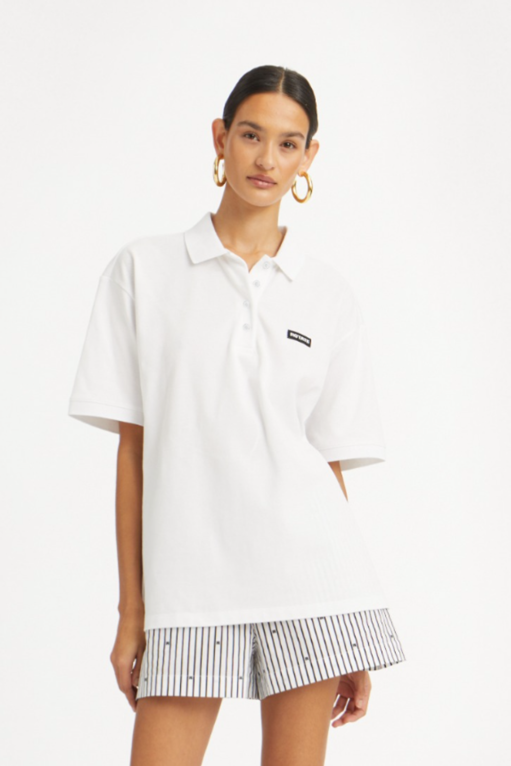Cotton Short Sleeve Polo - Bright White - Rotate