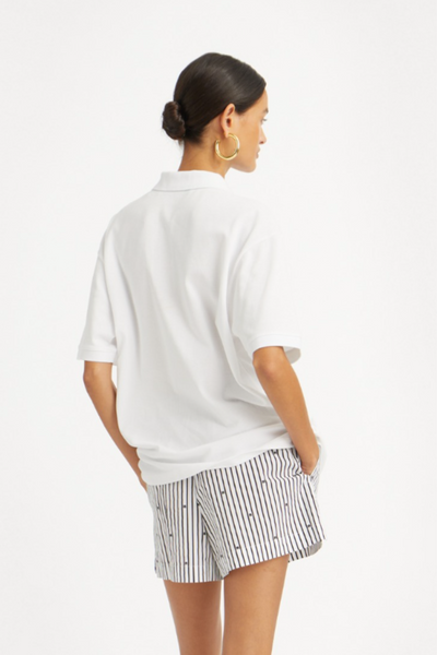 Cotton Short Sleeve Polo - Bright White - Rotate