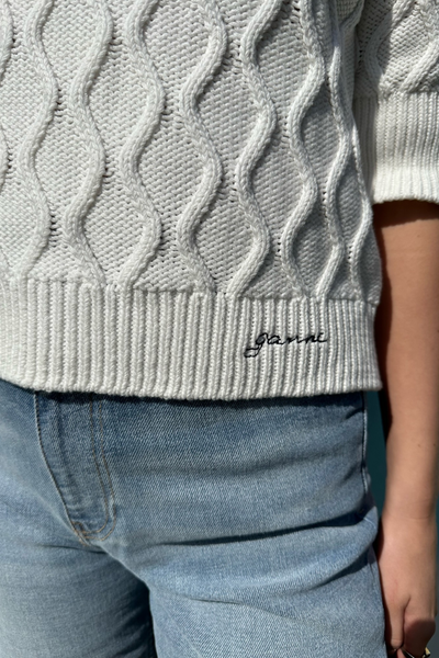 Cotton Cable Open Back Top K1920 - Bright White - GANNI