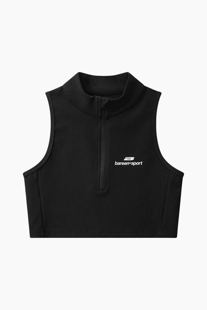 Cropped Half-Zip Top - Black - bareen