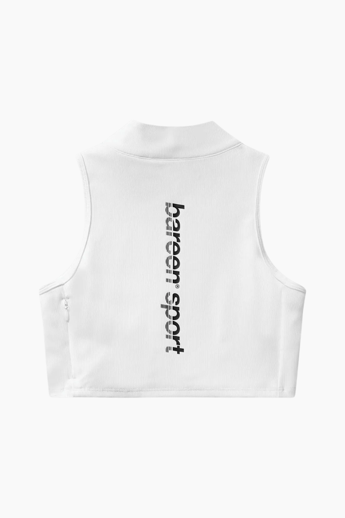 Cropped Half-Zip Top - White - bareen