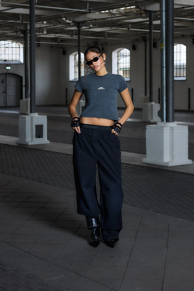 Cropped Women's Tee - Stone Black - Bareen