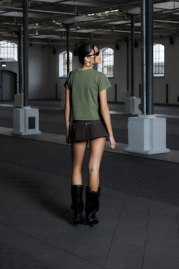 Cropped Women's Tee - Stone Green - Bareen
