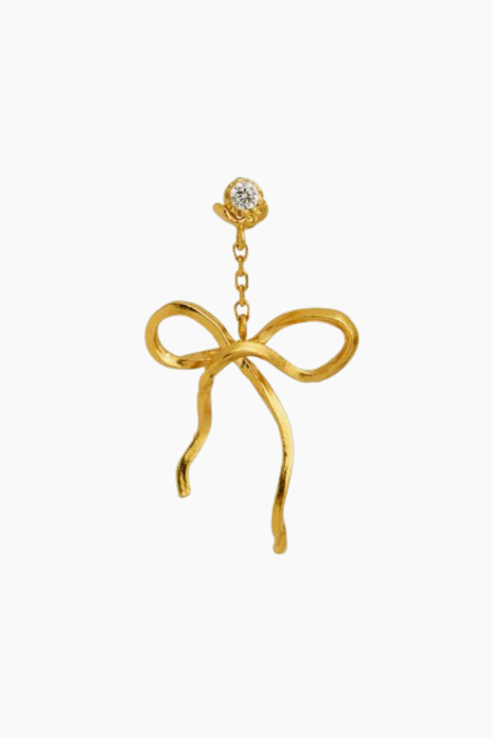 Dangling Flow Bow Earring - Gold - Stine A