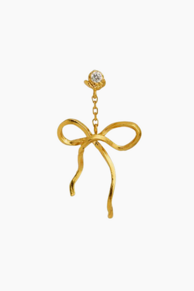 Dangling Flow Bow Earring - Gold - Stine A