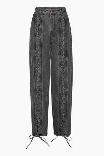 Denim Laced Leg Pants - Black - ROTATE