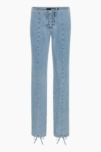 Denim Laced Waist Pants - Light Blue Denim - ROTATE