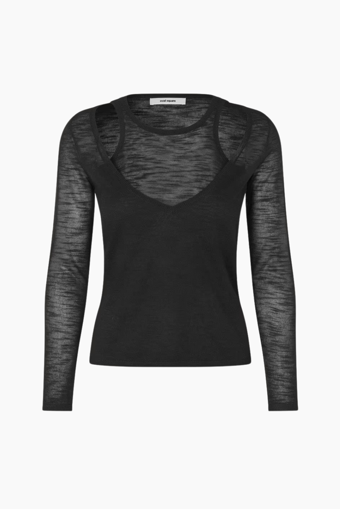 Drama Knit Blouse - Black - Oval Square