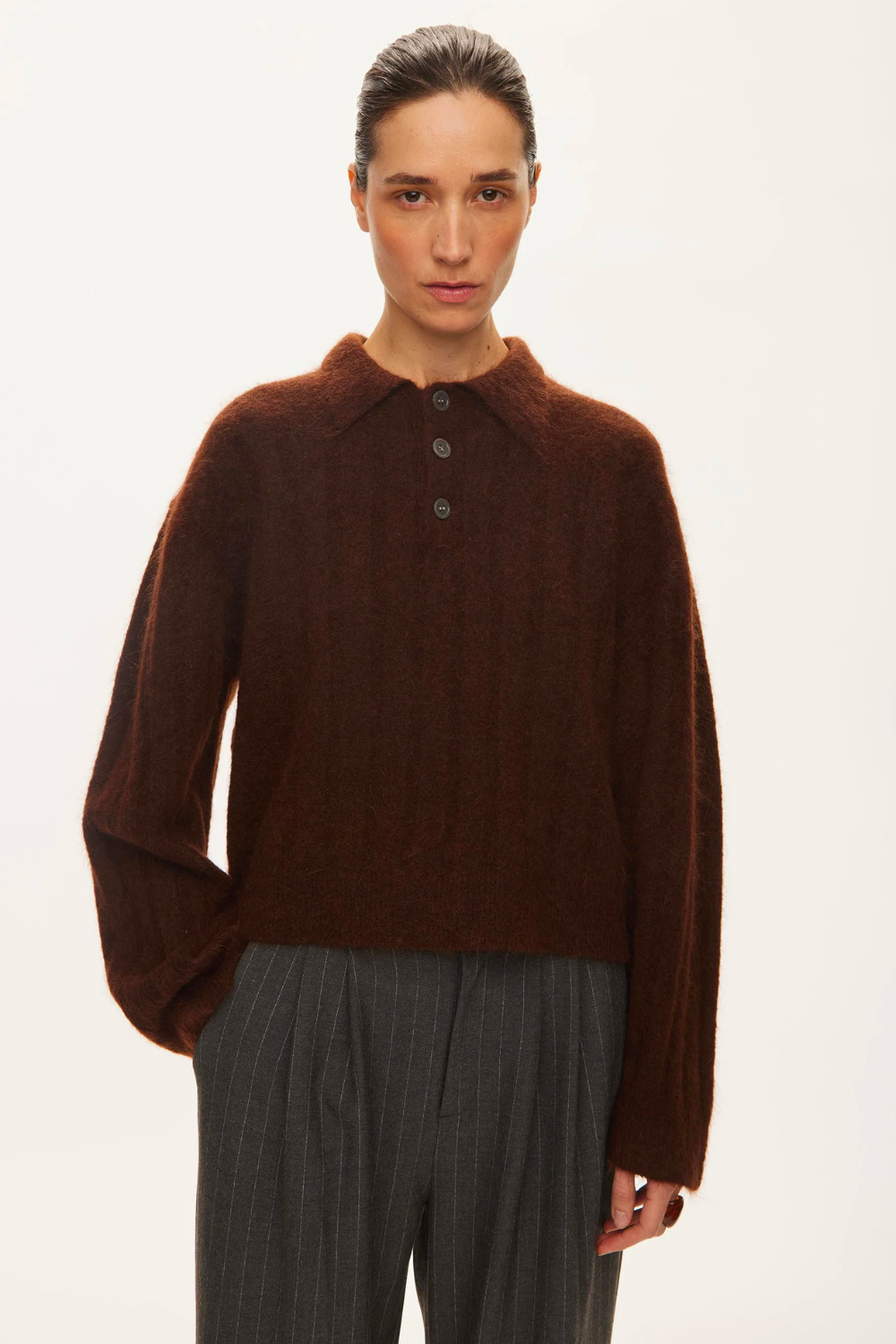 Dream Knit Polo - Brown - Oval Square