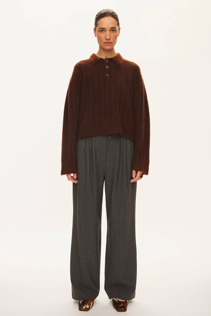 Dream Knit Polo - Brown - Oval Square