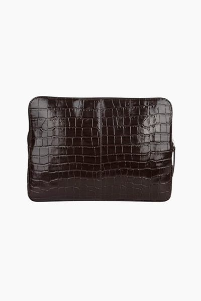 Elisa Computer Sleeve - Brown Croco - Silfen Studio