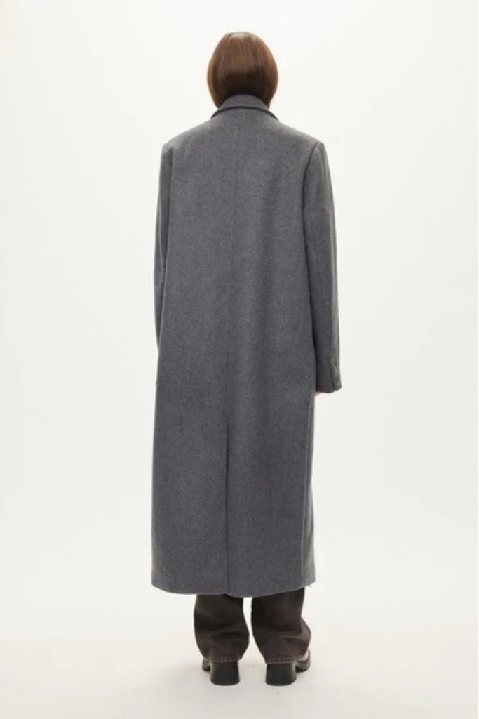 Elliot Wool Coat - Dark Grey Melange - Oval Square