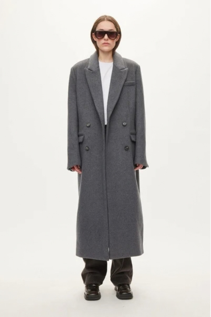 Elliot Wool Coat - Dark Grey Melange - Oval Square