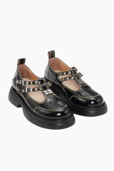 Everyday Butterfly Mary Jane Naplack S2928 - Black/Yellow - GANNI