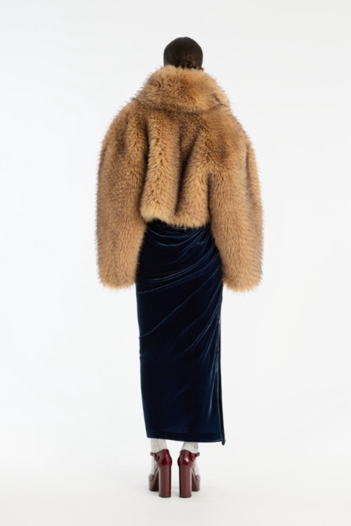 Faux Fur Crop Jacket - Nougat - Rotate