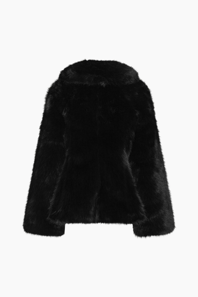 Faux Fur Flared Jacket - Sort - ROTATE