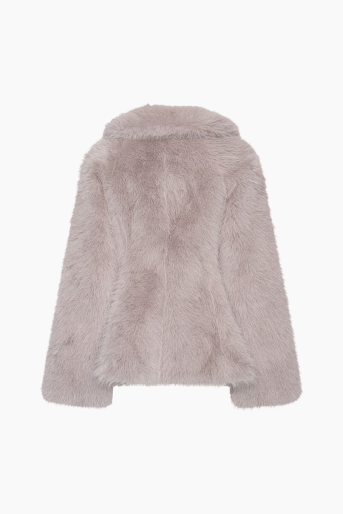 Faux Fur Flared Jacket - Lysegrå - ROTATE