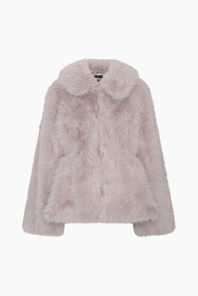 Faux Fur Flared Jacket - Lysegrå - ROTATE