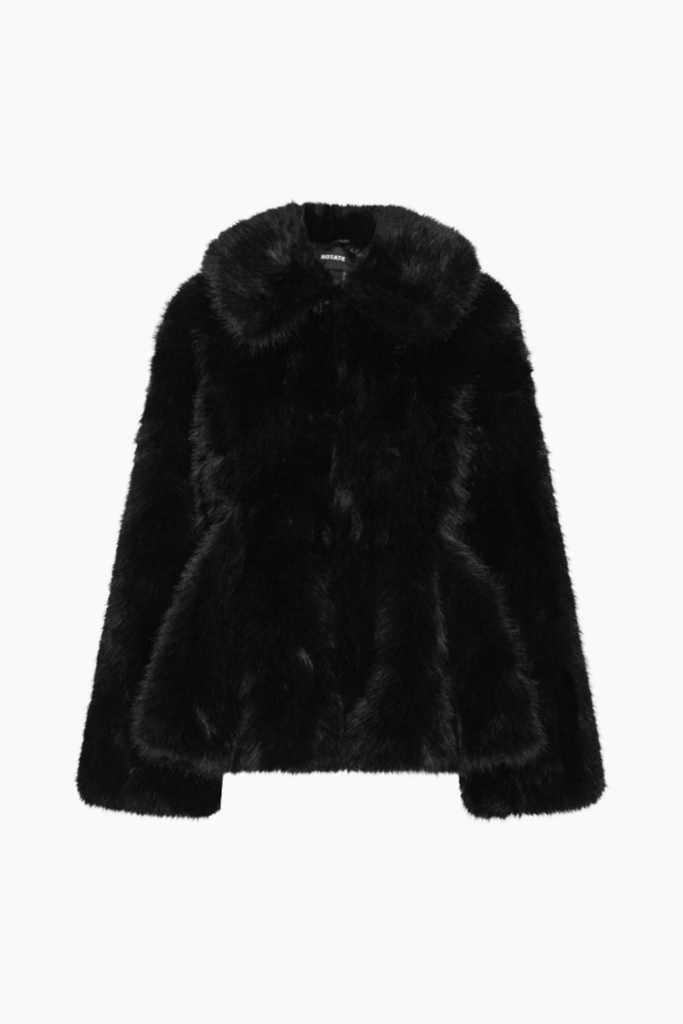 Faux Fur Flared Jacket - Sort - ROTATE