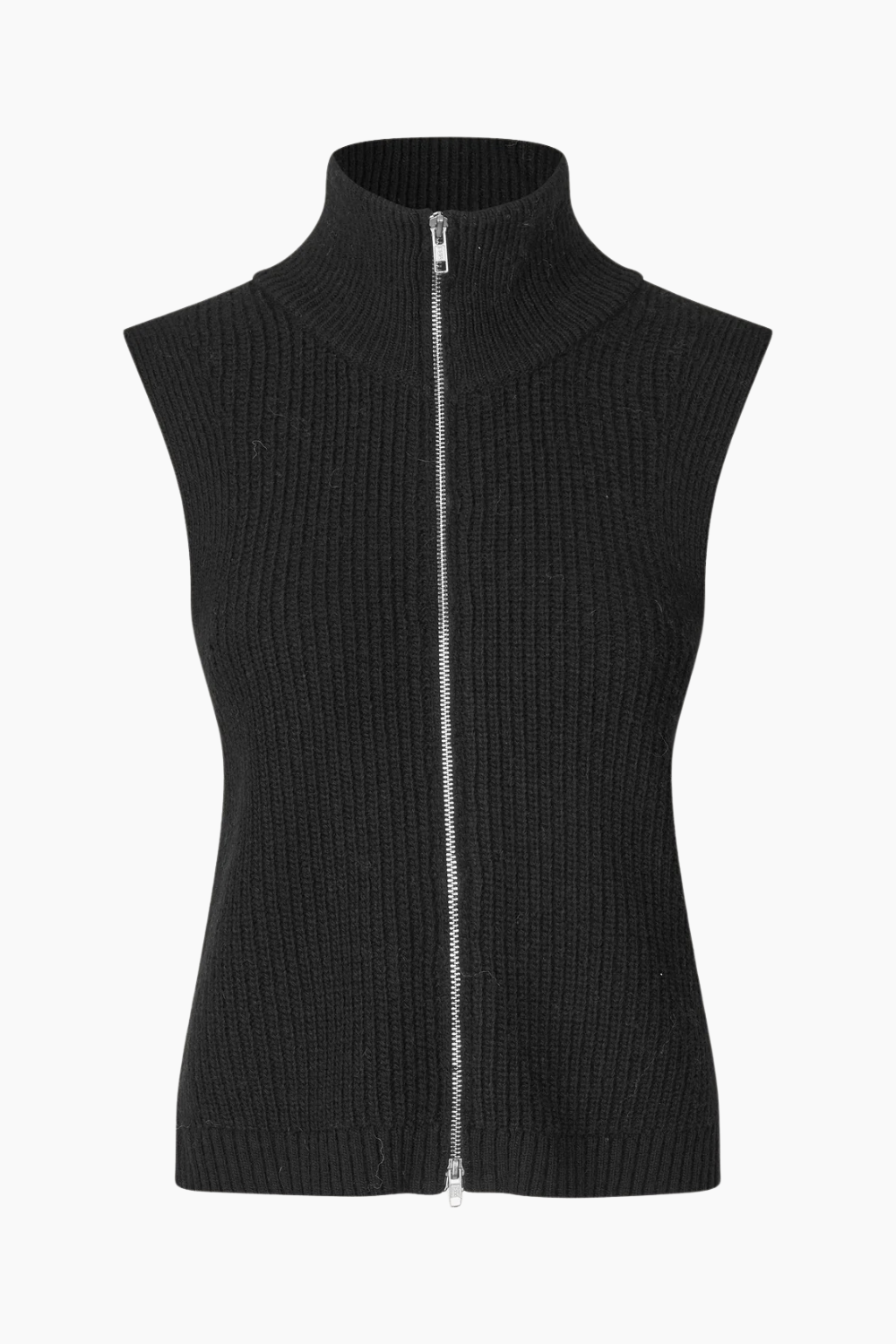 Fave Knit Zip Vest - Black - Oval Square