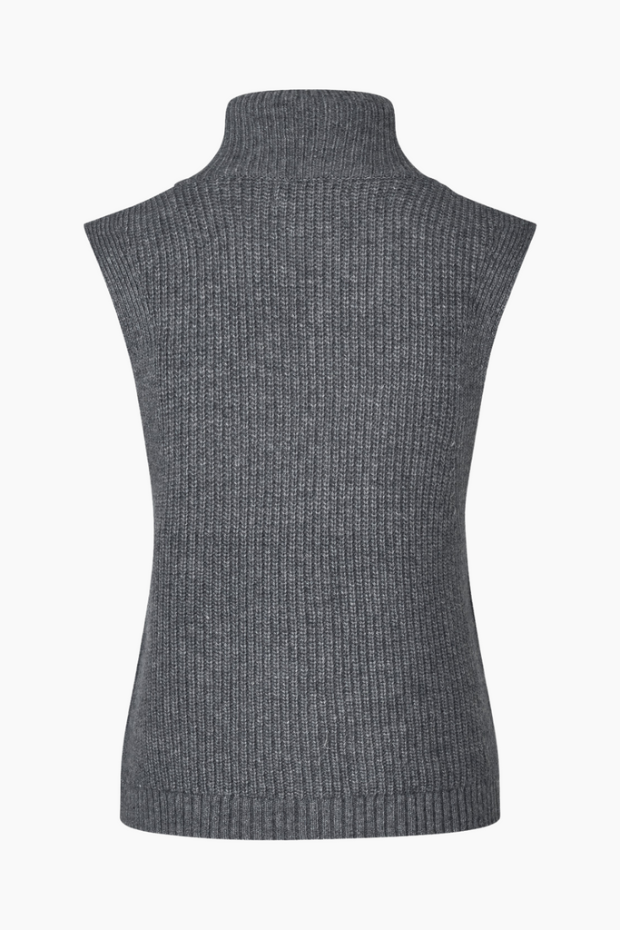 Fave Knit Zip Vest - Dark Grey Melange - Oval Square