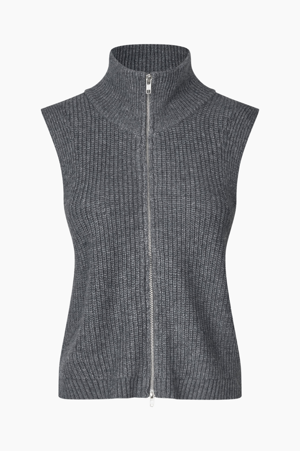 Fave Knit Zip Vest - Dark Grey Melange - Oval Square
