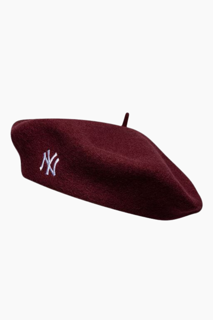 Female Wool Script Beret - Bordeaux - New Era