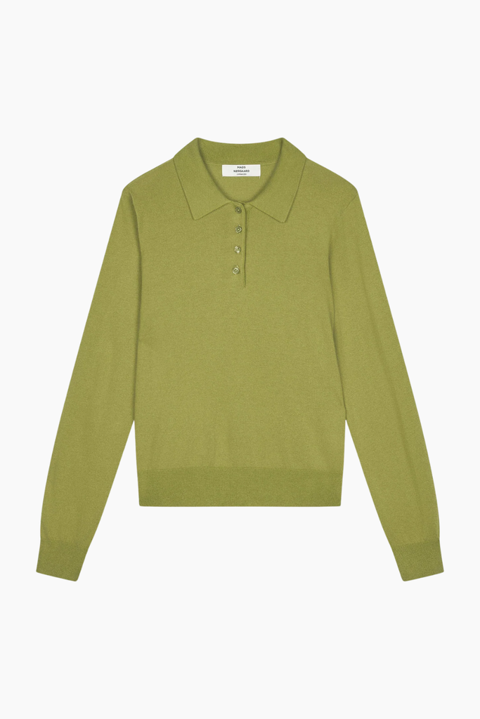 Fine Merino Rosa Polo Knit - Green Olive - Mads Nørgaard