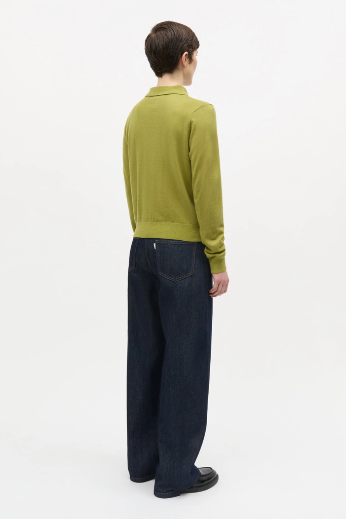 Fine Merino Rosa Polo Knit - Green Olive - Mads Nørgaard