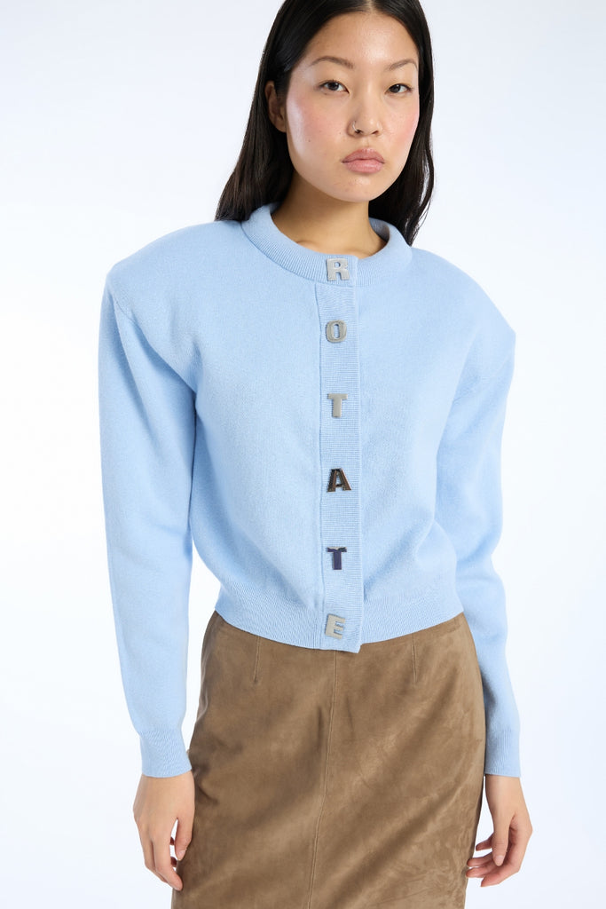 Firm Knit Cardigan - Hydrangea (Blue) - Rotate