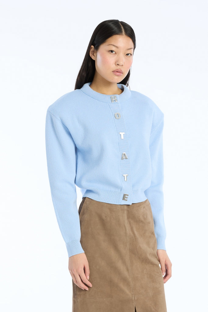 Firm Knit Cardigan - Hydrangea (Blue) - Rotate