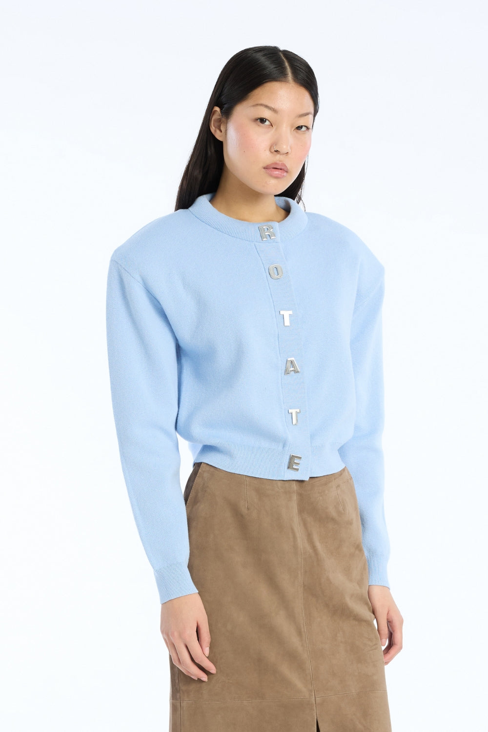 Firm Knit Cardigan - Hydrangea (Blue) - Rotate