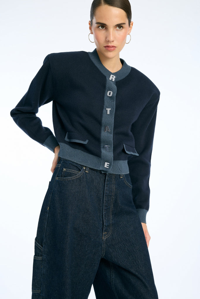 Firm Knit Cardigan - Sky Captain (Dark Blue) - Rotate