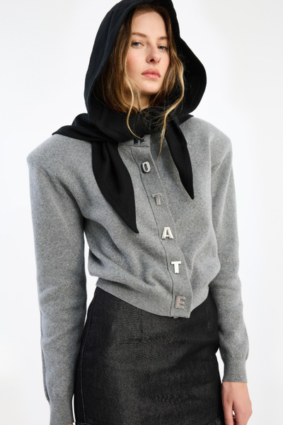 Firm Knit Cardigan - Monument - ROTATE