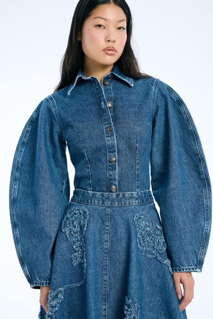 Fitted Denim Shirt - Medium Blue Denim - Rotate